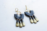 Handcrafted Polymer Clay Earrings- Black and Gold