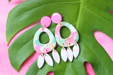 Handcrafted Polymer Clay Earrings- Pink & Green