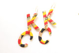 Handcrafted Polymer Clay Earrings- Red and Yellow K & C