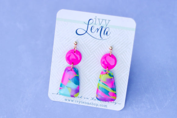 Handcrafted Polymer Clay Earrings- Playful Hues