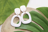 Handcrafted Polymer Clay Earrings- White W/Gold Shimmer