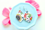 Hand-colored Polymer Clay Earrings- Floral Pattern