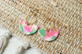 Handcrafted Polymer Clay Earrings- Pink & Green