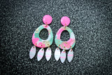 Handcrafted Polymer Clay Earrings- Pink & Green