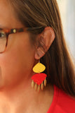 Handcrafted 3D Printed Earrings-Red & Yellow