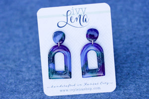 Handcrafted Polymer Clay Earrings- Blue