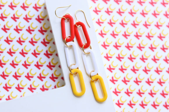 Handcrafted Polymer Clay Earrings- Red and Yellow