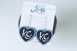 Handcrafted Wood Earrings- KC Hearts