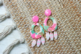 Handcrafted Polymer Clay Earrings- Pink & Green