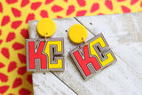 Handcrafted Wood Earrings- KC Football