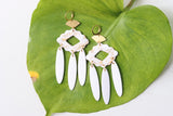 Handcrafted Polymer Clay Earrings- White & Gold Marble