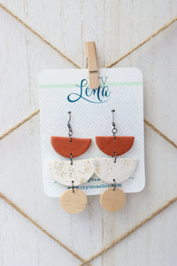Handcrafted Polymer Clay and Natural Wood Earrings