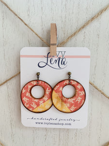 Handcrafted Print Transfer- Natural Wood Earrings- Chiefs