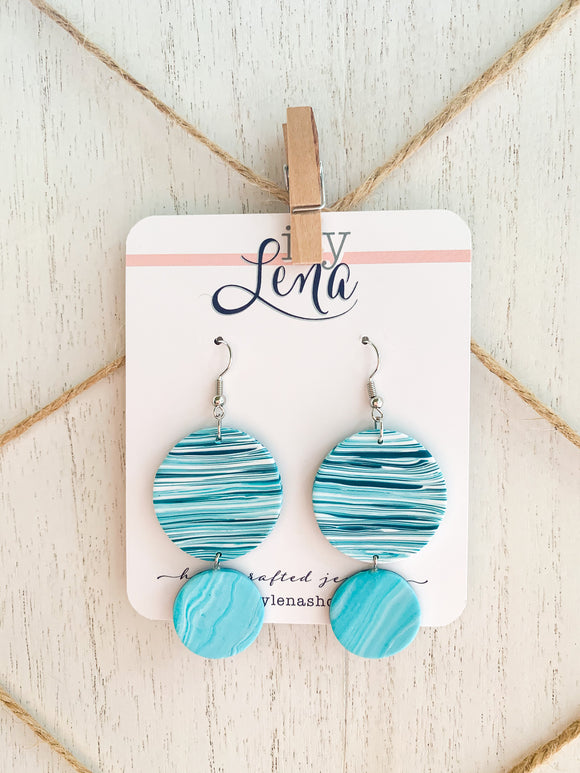 Handcrafted Polymer Clay Earrings- Teal