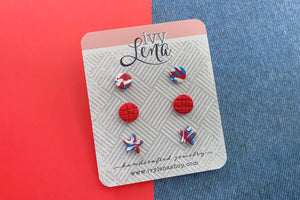 Handcrafted Polymer Clay 3 Pack Stud Earrings- 4th of July