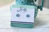 Handcrafted Polymer Clay Stud Earrings- Graphic Transfer- KC Current