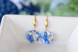 Handcrafted Polymer Clay Earrings- Blue Marble