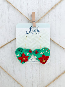 Handcrafted Polymer Clay Earrings- Holiday Floral