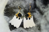 Handcrafted Polymer Clay Earrings- Large Floral Ghost
