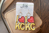 Handcrafted 3D Printed Earrings- I heart KC