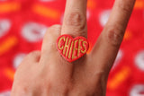 Handcrafted Polymer Clay Ring- Chiefs Heart