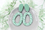 Hand Painted Polymer Clay Earrings- Green Vine