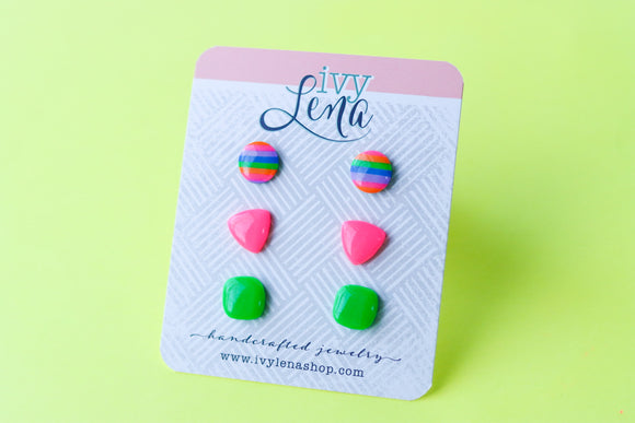 Handcrafted Polymer Clay 3 Pack Stud Earrings- St. Patrick’s Day
