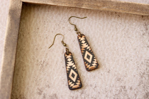 Handcrafted Print Transfer- Natural Wood Earrings