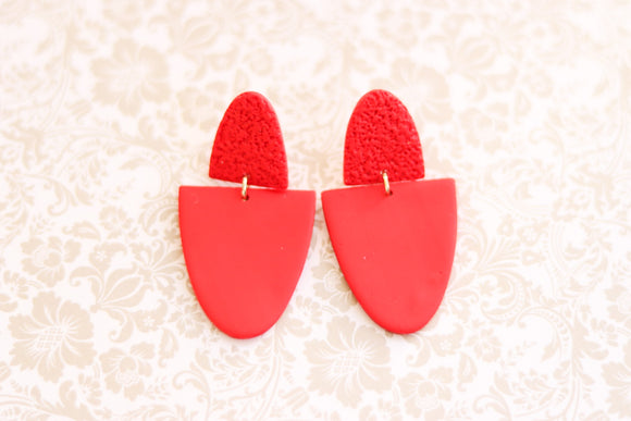 Handcrafted Polymer Clay Earrings- Red