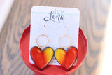 Handcrafted Wood Earrings- Red and Yellow