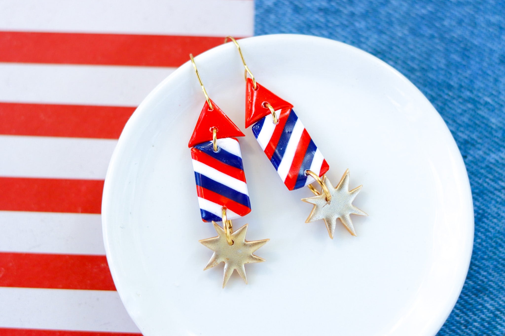 Handcrafted Polymer Clay Earrings- 4th of July – Ivy Lena