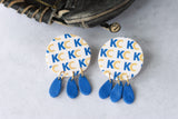 Handcrafted Polymer Clay Earrings- Graphic Transfer- Royals