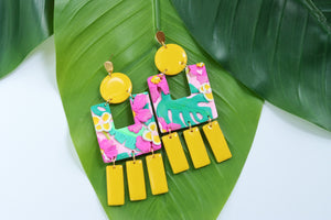 Handcrafted Polymer Clay Earrings- Tropical Floral