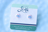 Handcrafted Polymer Clay Earrings- Graphic Transfer- Royals Studs