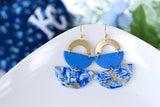 Handcrafted Polymer Clay Earrings- Blue Marble