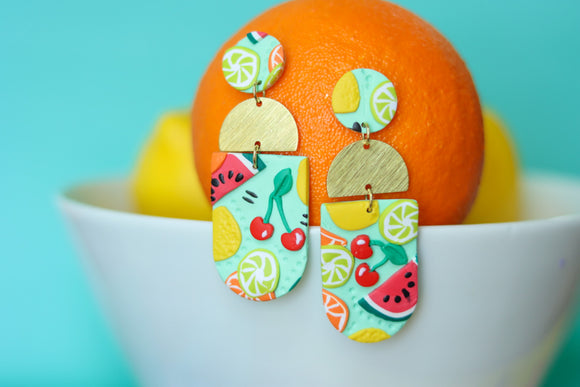 Handcrafted Polymer Clay Earrings- Fruit