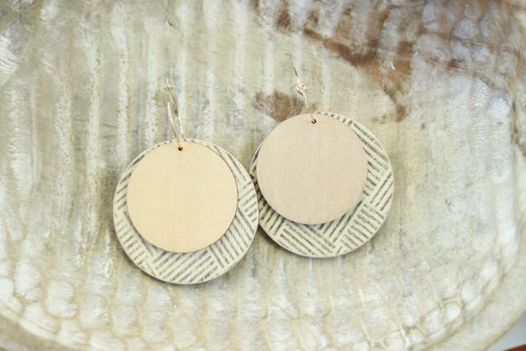 Handcrafted Print Transfer- Wood Earring