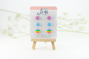 Handcrafted Polymer Clay 3 Pack Stud Earrings