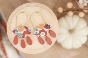 Handcrafted Polymer Clay Earrings- Fall Floral