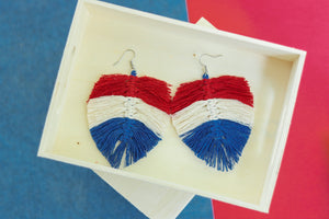 **Made-to-Order** Handcrafted Macrame Earrings- 4th of July