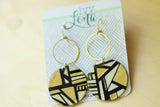 Handcrafted Wood Earrings- Hand Drawn Design