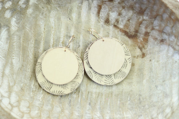 Handcrafted Print Transfer- Wood Earring