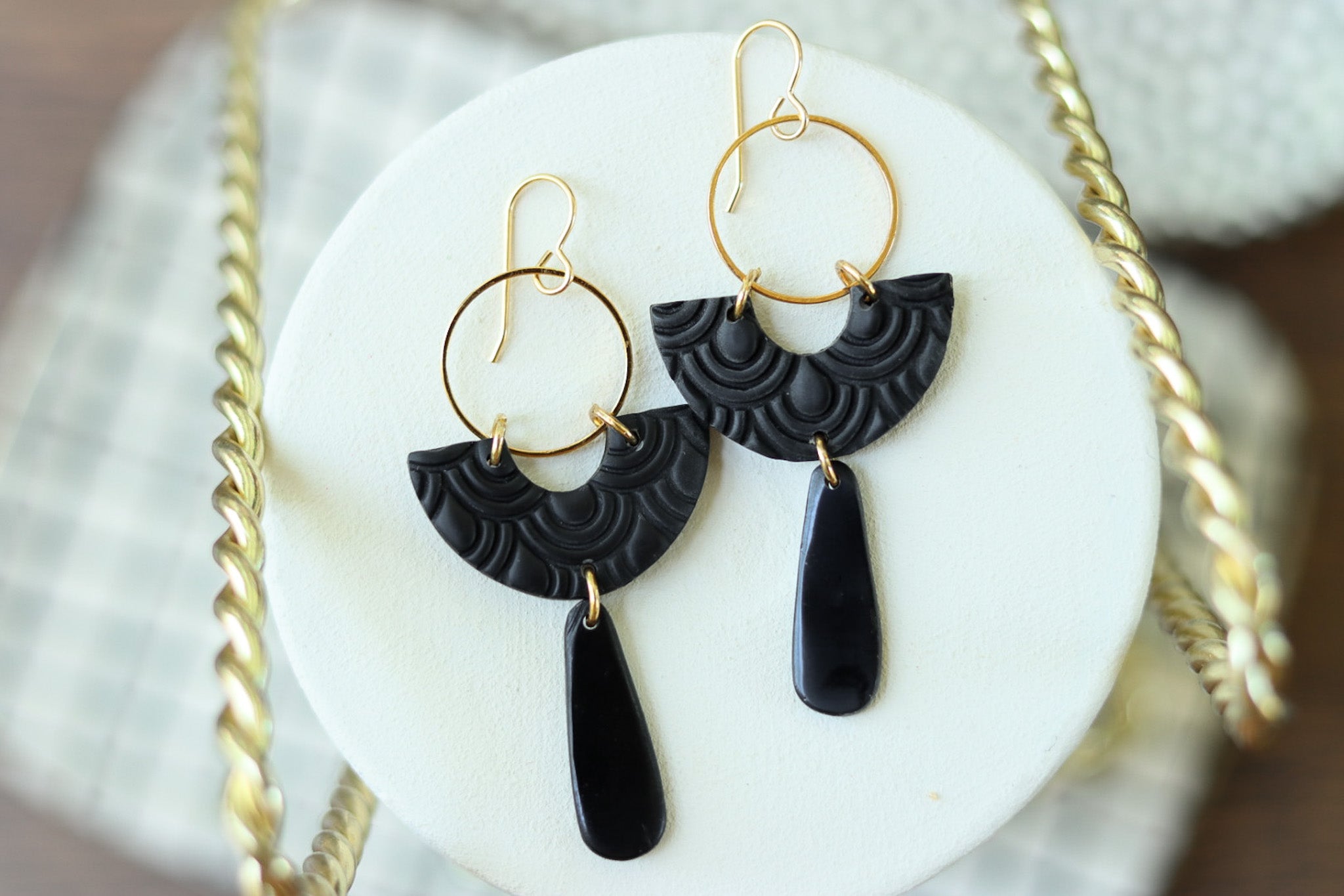 Lexi Polymer Clay Earrings, Black – Areen Creations