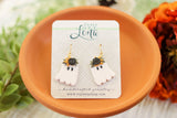 Handcrafted Polymer Clay Earrings- Small Floral Ghost