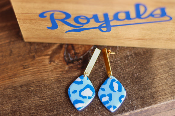Handcrafted Polymer Clay Earrings- Graphic Transfer- Royals- Leopard Print