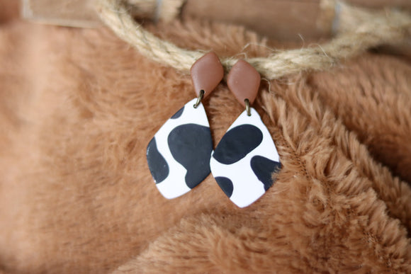 Handcrafted Polymer Clay Earrings- Cow