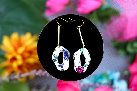 Handcrafted Polymer Clay Earrings- Graphic Transfer
