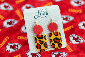 Handcrafted Polymer Clay Earrings- Graphic Transfer- Chiefs