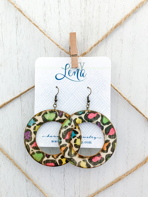 Handcrafted Print Transfer- Natural Wood Earrings