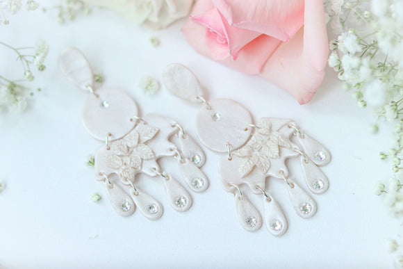 Handcrafted Polymer Clay Earrings- Bridal